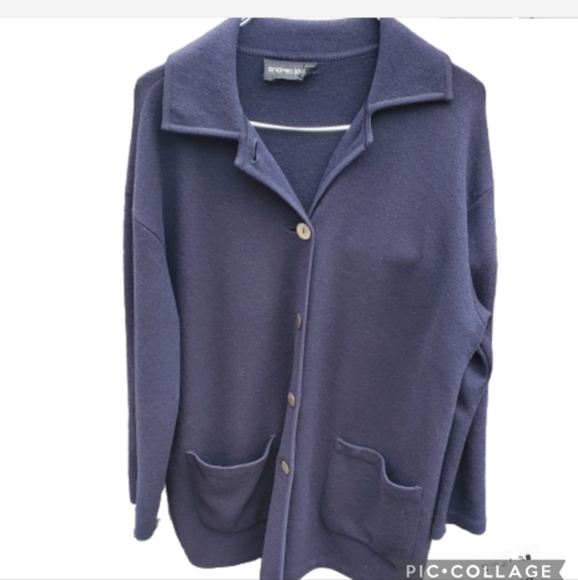 Andrea Jovine Wool Blend‎ Sweater Jacket 2X - Picture 1 of 10